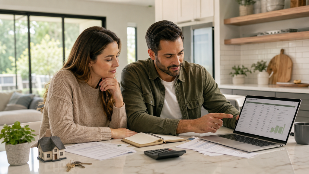 Couple Planning Mortgage Payoff at Home